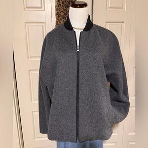 Vince Double faced Wool Gray Bomber Jacket, Large, unisex